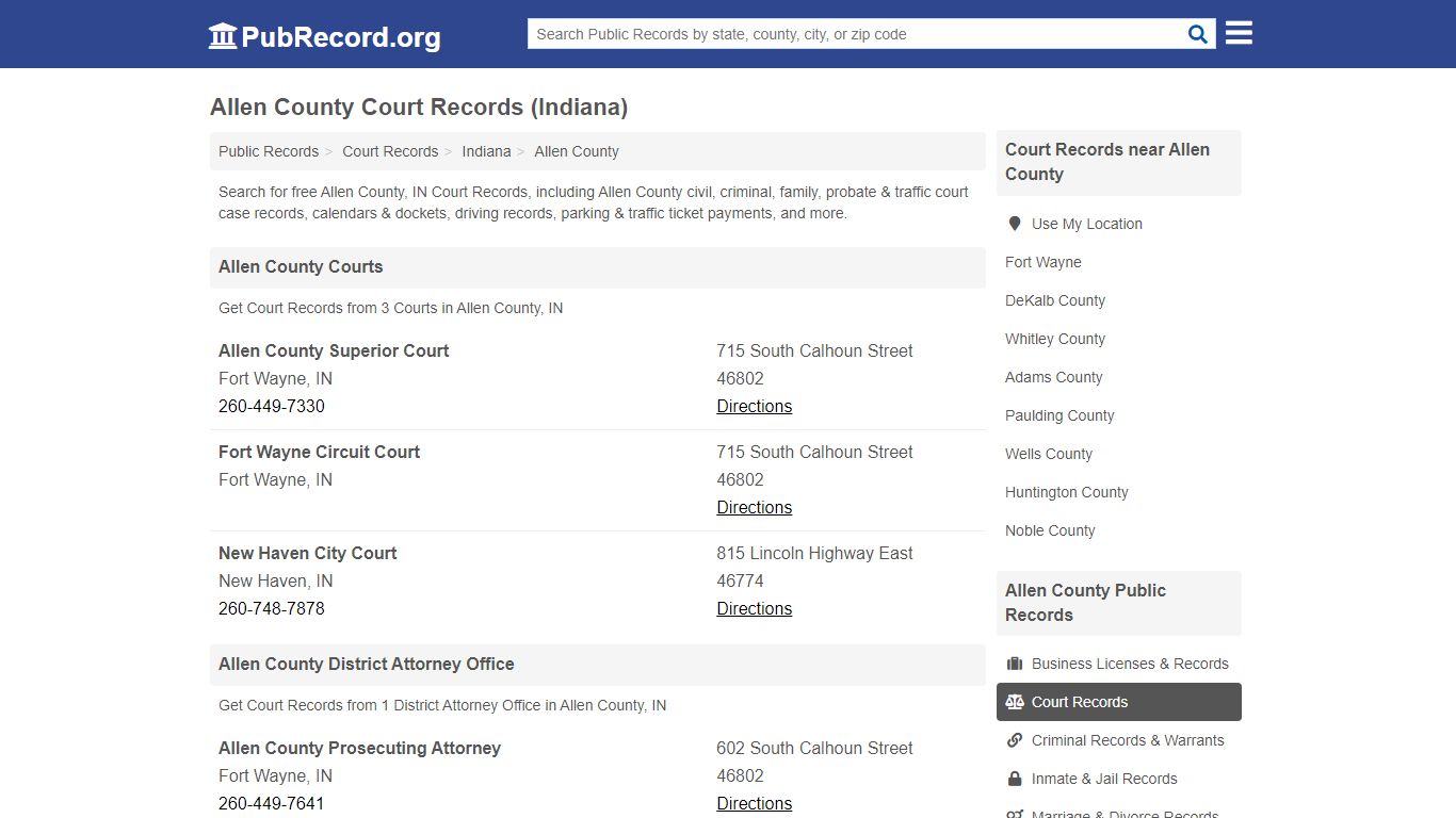 Free Allen County Court Records (Indiana Court Records)